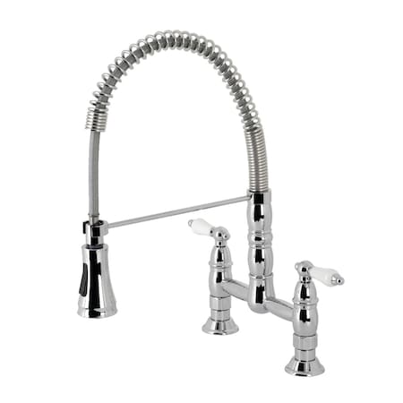 Gourmetier Heritage Two-Handle Deck-Mount Pull-Down Sprayer Kitchen Faucet, Chrome GS1271PL